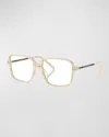 Brunello Cucinelli Modern Mixed-media Square Glasses In Green