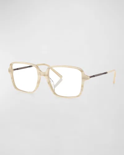 Brunello Cucinelli Modern Mixed-media Square Glasses In Green