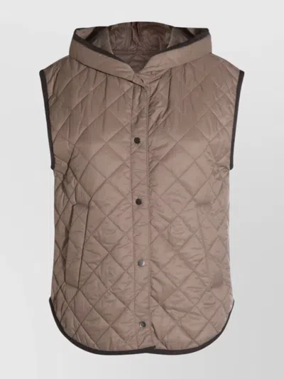 BRUNELLO CUCINELLI MODERN SLEEVELESS HOODED QUILTED JACKET
