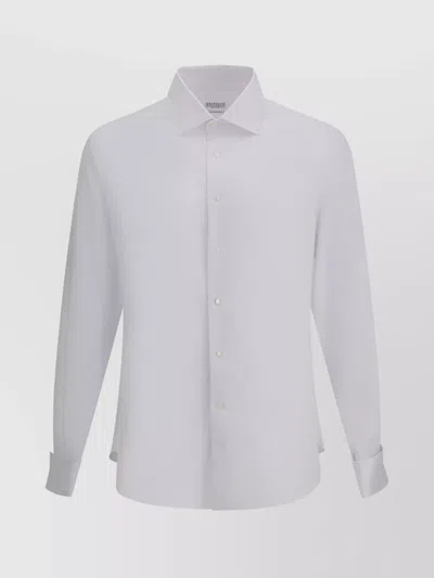 BRUNELLO CUCINELLI MODERN SLIM FIT COTTON SHIRT WITH APPLIQUÉ CUFFLINKS