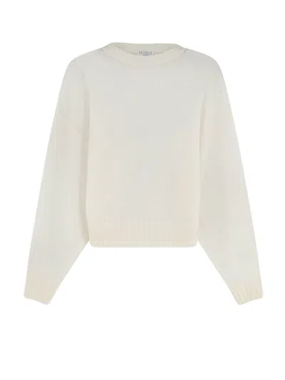 Brunello Cucinelli Mohair And Wool Blend Jumper In White