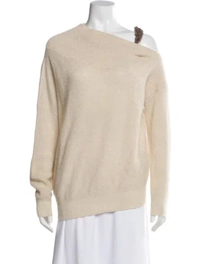 Pre-owned Brunello Cucinelli Mohair Bateau Neckline Sweater In Neutral