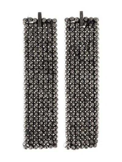 Pre-owned Brunello Cucinelli Mohair Beaded Drop Earrings In Gray