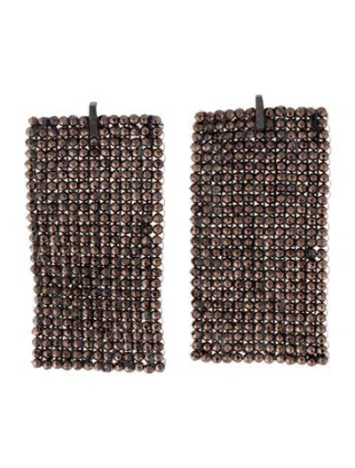 Pre-owned Brunello Cucinelli Mohair Beaded Drop Earrings In Gray