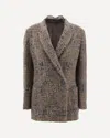 Brunello Cucinelli Check Pattern Mohair Blazer Jacket In Brown