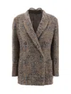 Brunello Cucinelli Mohair Blazer Jacket In Brown
