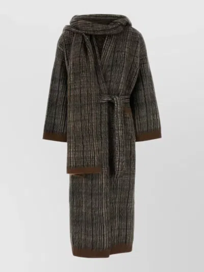 Brunello Cucinelli Multicolor Knitted Shawl Neck Cardigan In Black