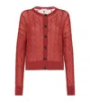 Brunello Cucinelli Mohair-blend Cable-knit Cardigan In Red