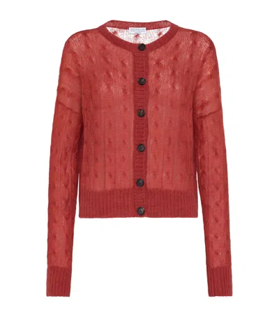 BRUNELLO CUCINELLI MOHAIR-BLEND CABLE-KNIT CARDIGAN