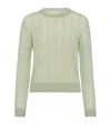 Brunello Cucinelli Mohair And Wool Cable Knit Sweater In Green