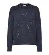 Brunello Cucinelli Sequin-embellished Knitted Jumper In Blue