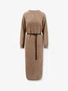 Brunello Cucinelli Mohair Blend Long Dress With Sequins In Brown