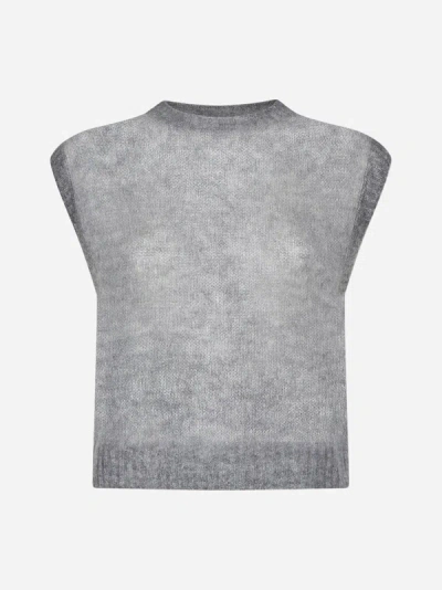 Brunello Cucinelli Mohair-blend Vest In Grey