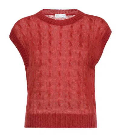 Brunello Cucinelli Mohair-blend Vest In Rot