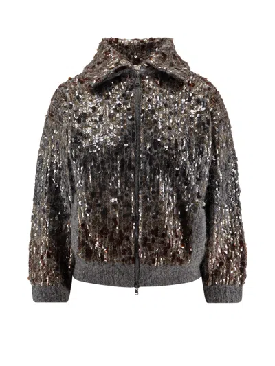 BRUNELLO CUCINELLI MOHAIR CARDIGAN WITH ALL-OVER SEQUINS