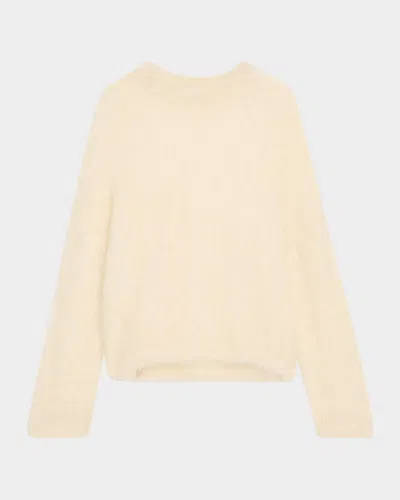 Brunello Cucinelli Mohair Cozy Candy Floss Knit Crewneck Sweater