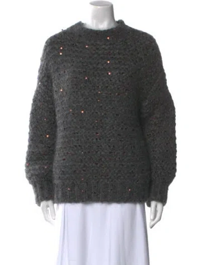 Pre-owned Brunello Cucinelli Mohair Crew Neck Sweater In Gray