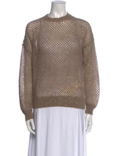 Pre-owned Brunello Cucinelli Mohair Crew Neck Sweater In Neutral