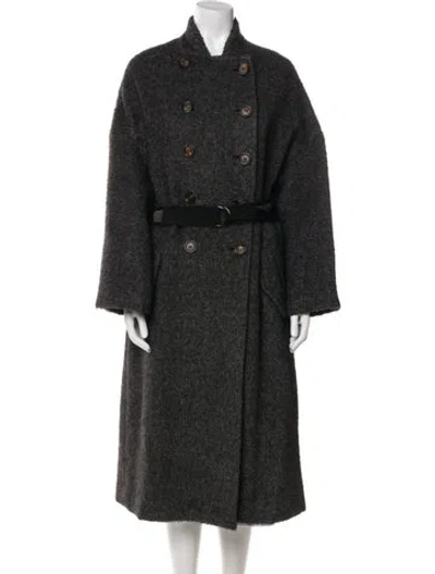 Pre-owned Brunello Cucinelli Mohair Faux Fur Coat In Gray