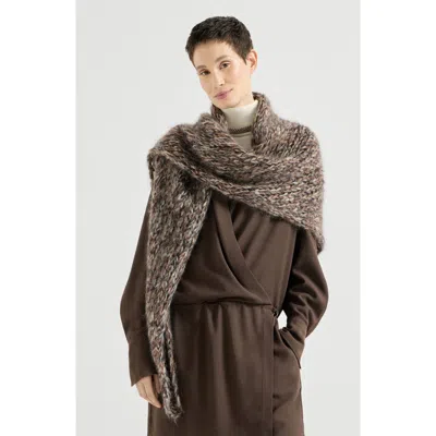 Brunello Cucinelli Mohair Knit Shawl In Bark