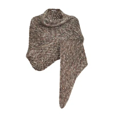 Brunello Cucinelli Mohair Knit Shawl In Brown