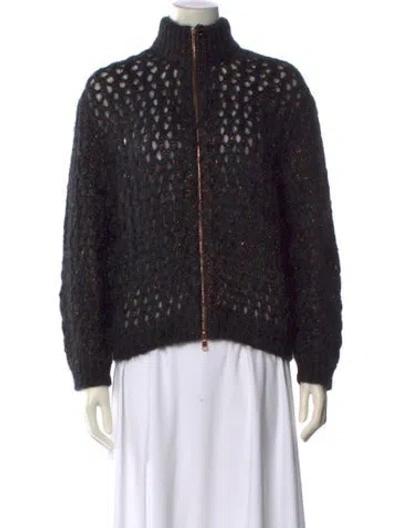 Pre-owned Brunello Cucinelli Mohair Mock Neck Sweater W/ Tags In Gray