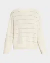 Brunello Cucinelli Mohair Open-work Crewneck Sweater In White