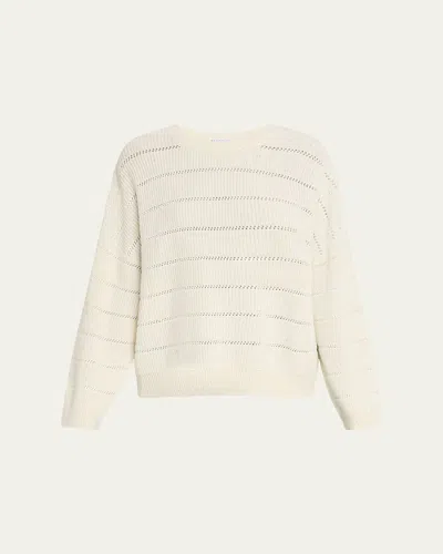Brunello Cucinelli Mohair Open-work Crewneck Sweater In White