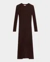 Brunello Cucinelli Mohair Pailette Cable Knit Maxi Sweater Dress In Brown