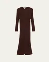 Brunello Cucinelli Mohair Pailette Cable Knit Maxi Sweater Dress In Burgundy