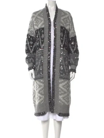 Pre-owned Brunello Cucinelli Mohair Printed Sweater In Gray