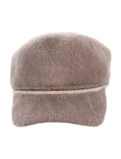 Pre-owned Brunello Cucinelli Mohair Rib Knit Baseball Hat W/tags In Neutral