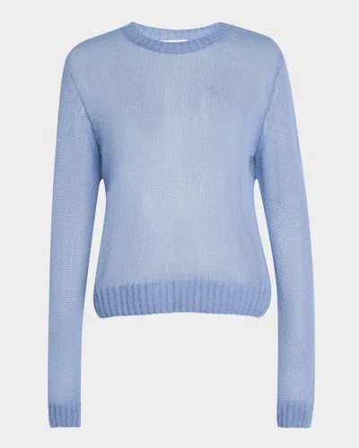 Brunello Cucinelli Mohair Shetland Gauze Crewneck Sweater In Avio Blue