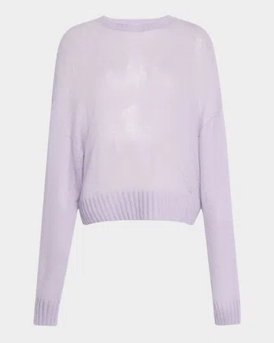 Brunello Cucinelli Mohair Shetland Gauze Knit Sweater In Purple Ash