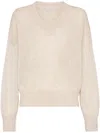 Brunello Cucinelli Women Mohair Sparkling Wool Sweater In Neutral