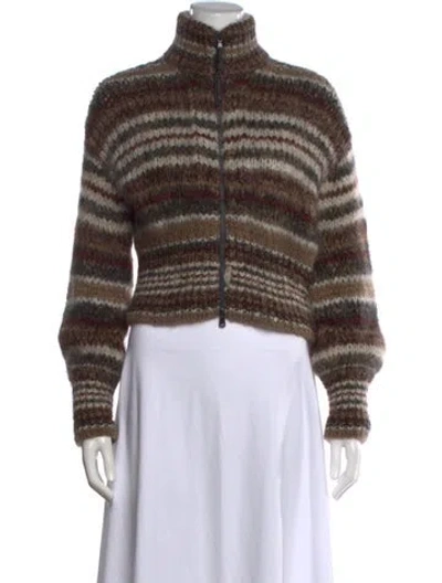 Pre-owned Brunello Cucinelli Mohair Striped Sweater In Brown