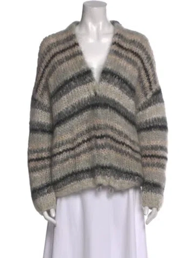 Pre-owned Brunello Cucinelli Mohair Striped Sweater In Gray