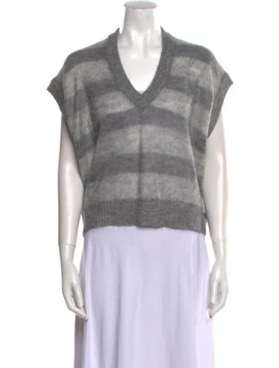 Pre-owned Brunello Cucinelli Mohair Striped Sweater In Gray