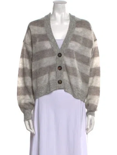 Pre-owned Brunello Cucinelli Mohair Striped Sweater In Gray