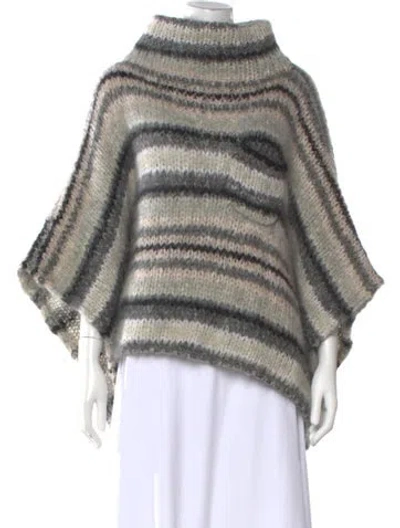 Pre-owned Brunello Cucinelli Mohair Striped Sweater In Gray