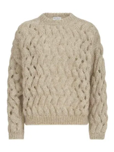 Brunello Cucinelli Mohair Sweater In Beige