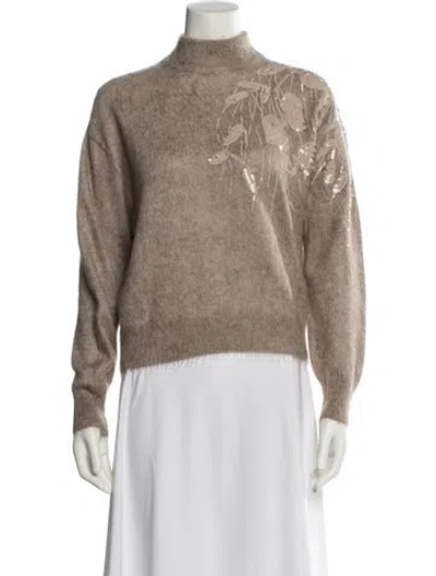 Pre-owned Brunello Cucinelli Mohair Turtleneck Sweater In Neutral