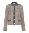 Brunello Cucinelli Cashmere-mohair Paillette Check Jacquard Cardigan In White