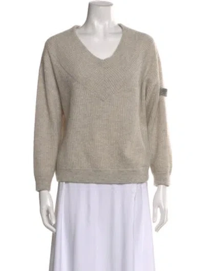 Pre-owned Brunello Cucinelli Mohair V-neck Sweater In Brown