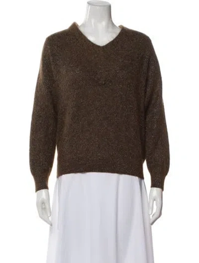 Pre-owned Brunello Cucinelli Mohair V-neck Sweater In Brown