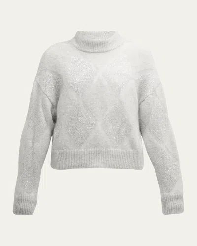Brunello Cucinelli Mohair Wool Argyle Knit Turtleneck In Cxl37 Pearl Grey