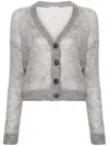 BRUNELLO CUCINELLI MOHAIR WOOL CARDIGAN WITH SHINY DETAILS