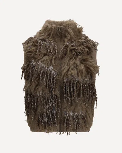Brunello Cucinelli Mohair-blend Sequin Zip Cardigan In Brown