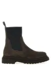 Brunello Cucinelli Brown Ankle Boots With Pull-tab With Monil At The Heel In Suede Woman