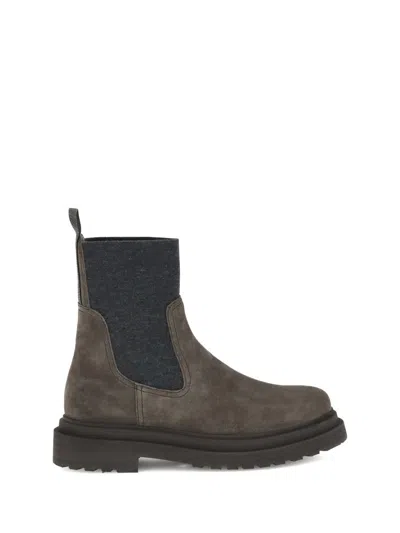 Brunello Cucinelli Monile Ankle Boots In Brown